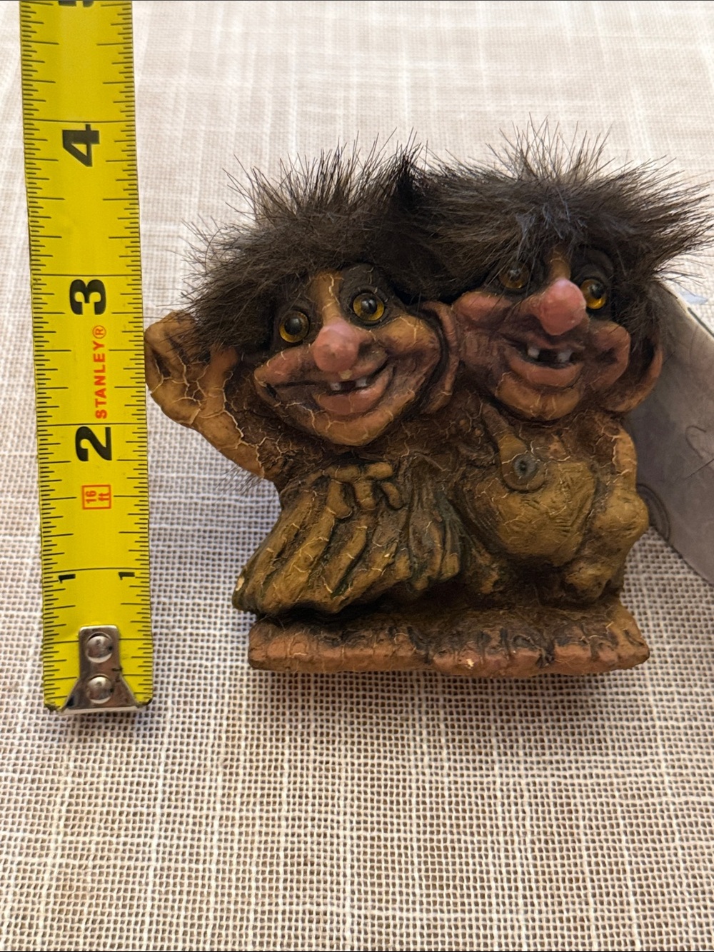 NyForm Troll # 263 Couple Waving Hands Norway Handmade Vtg Norwegian Folklore
